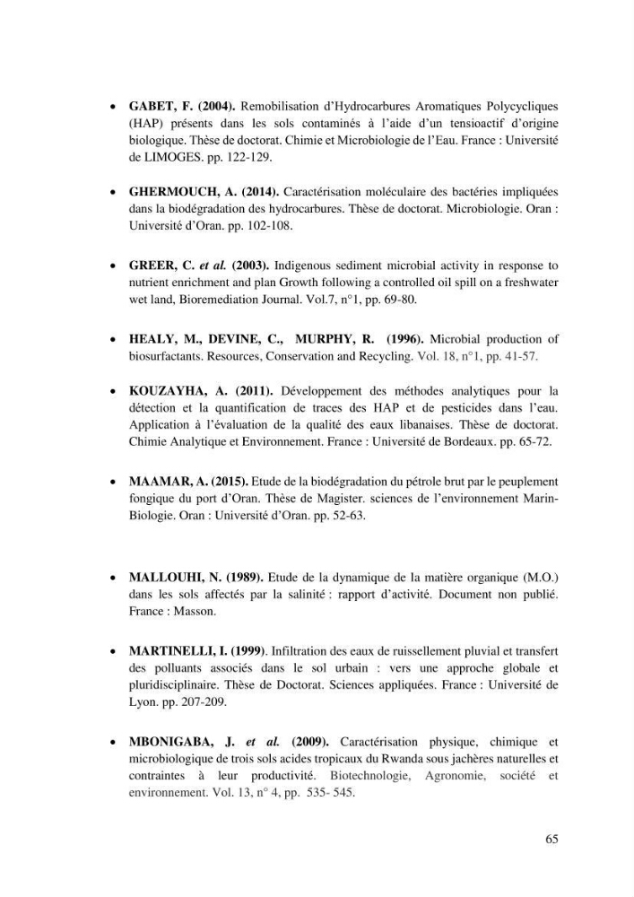 Les effets des paramètres physicochimiques sur l\'activité des bactéries marines hydrocarbonoclastes