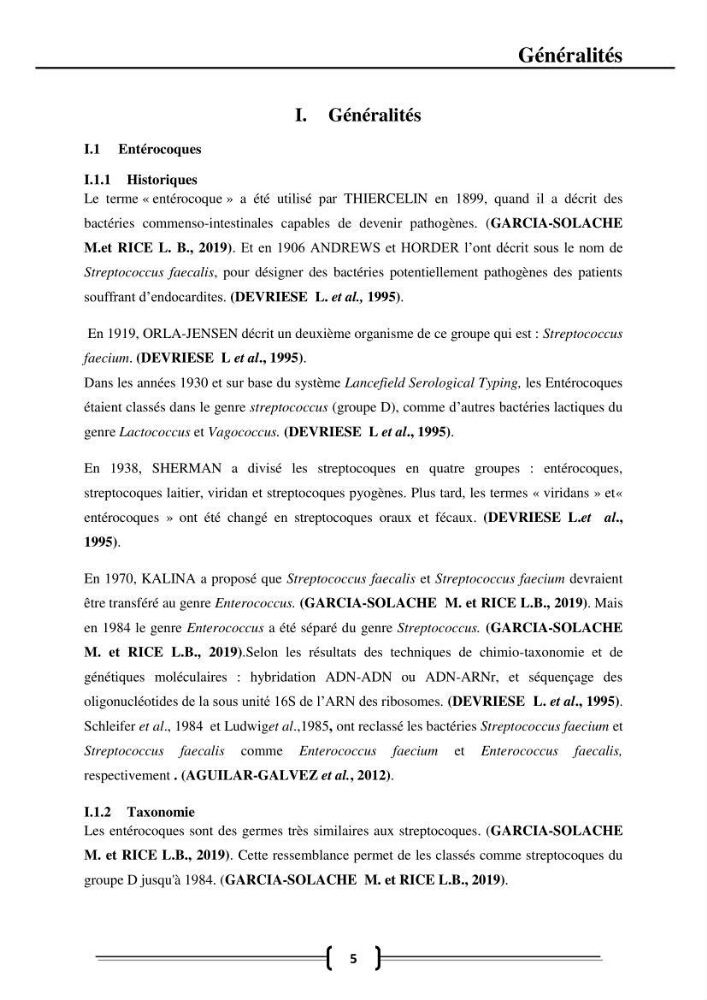 Caractérisation et évaluation de la résistance aux antibiotiques chez les entérocoques dans le milieu marin .