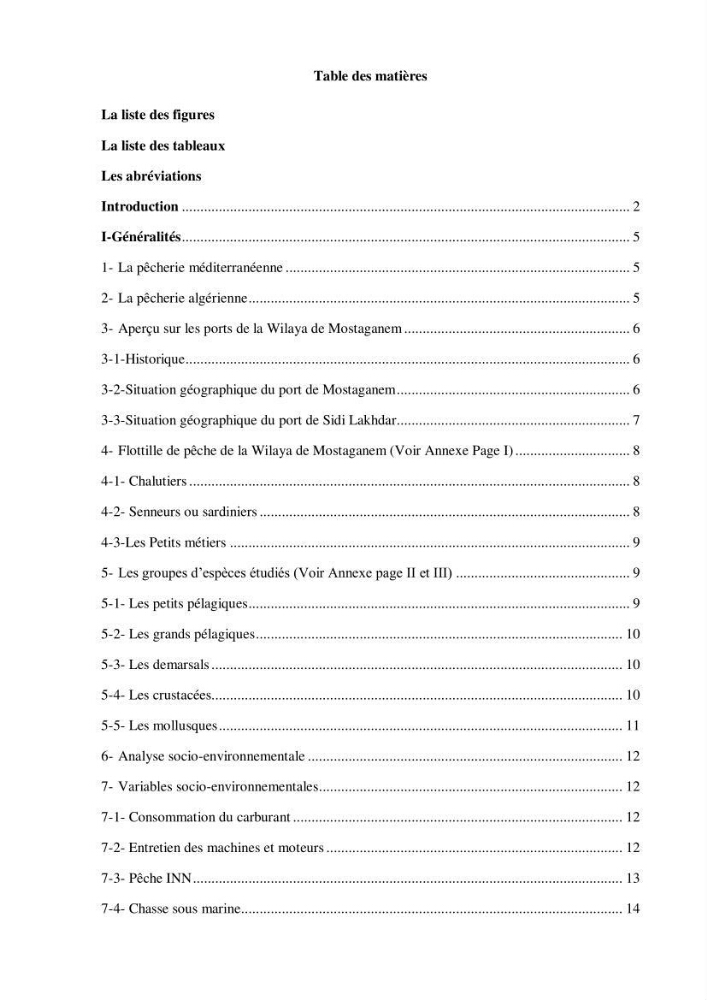 Analyse socio-environnementale de la pêcherie de Mostaganem: