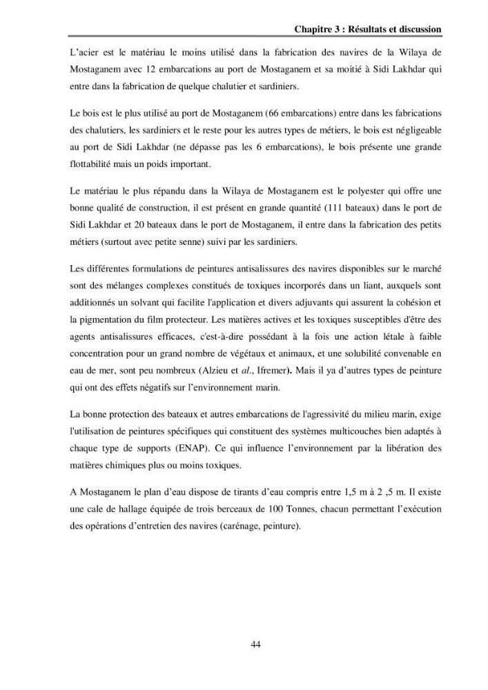 Analyse socio-environnementale de la pêcherie de Mostaganem: