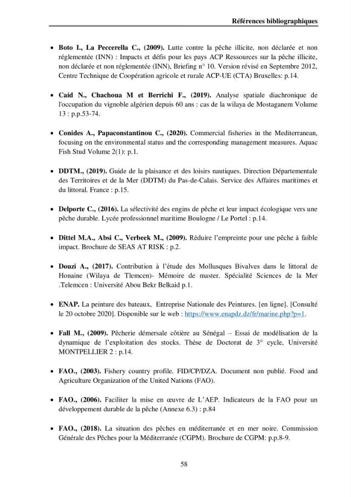 Analyse socio-environnementale de la pêcherie de Mostaganem: