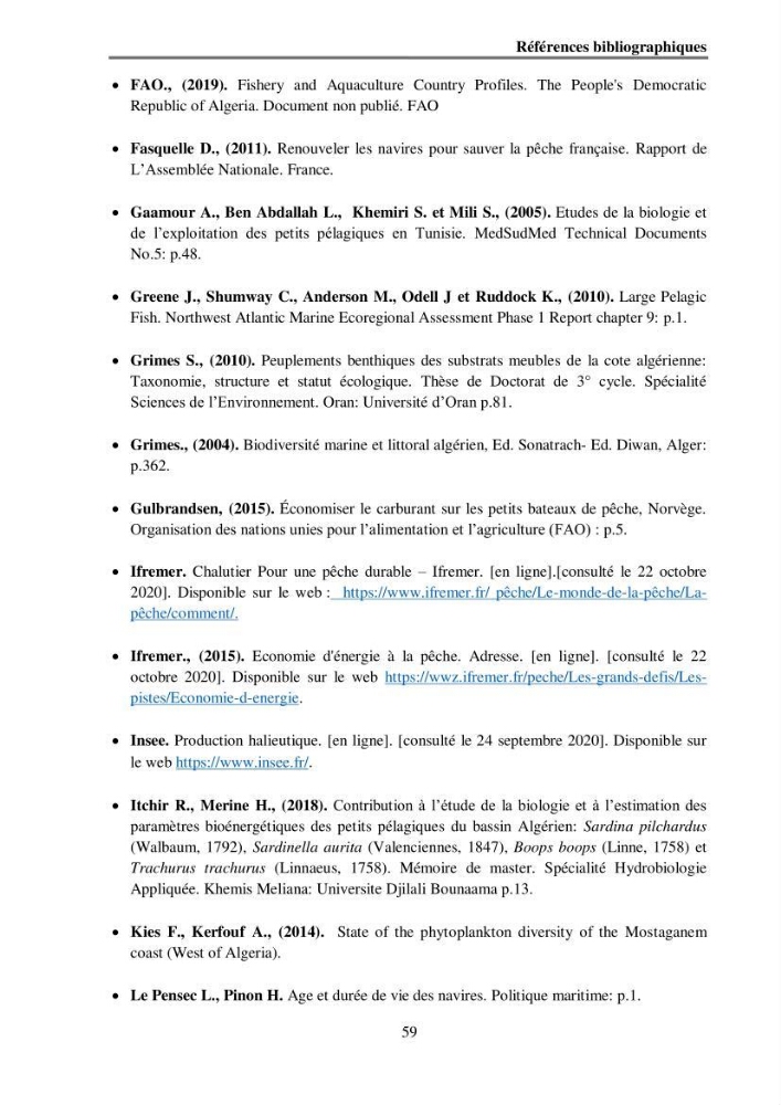 Analyse socio-environnementale de la pêcherie de Mostaganem: