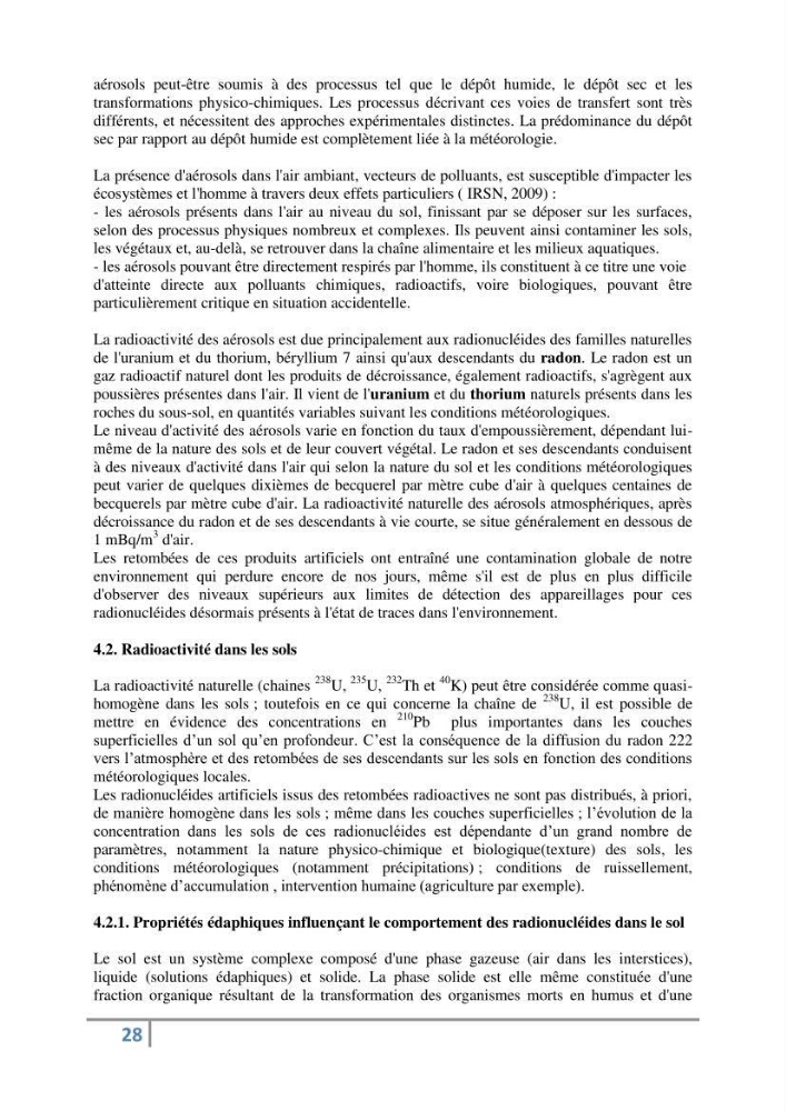 Fixation et dépôt de la radioactivité dans les compartiments de l\'environnement, air, sol et milieu marin au niveau de la région d\'Alger