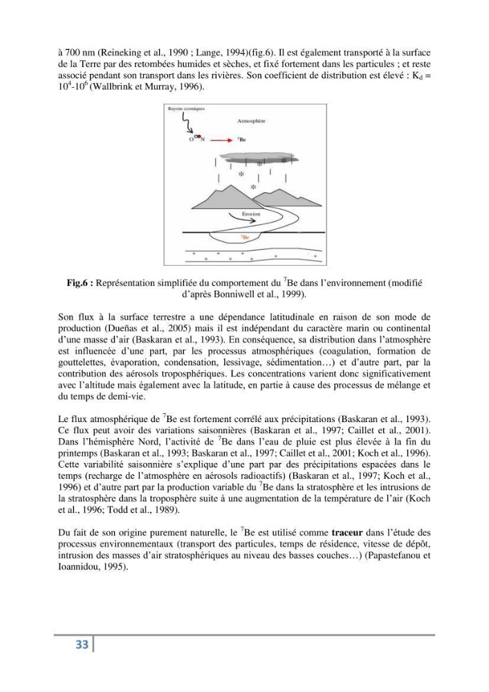 Fixation et dépôt de la radioactivité dans les compartiments de l\'environnement, air, sol et milieu marin au niveau de la région d\'Alger