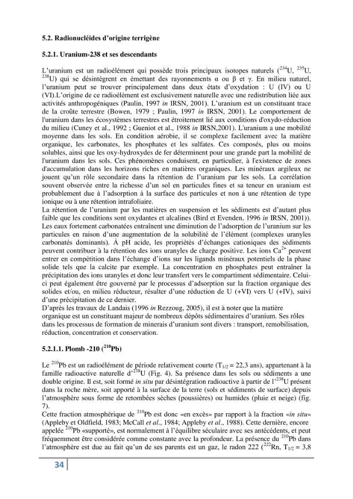 Fixation et dépôt de la radioactivité dans les compartiments de l\'environnement, air, sol et milieu marin au niveau de la région d\'Alger