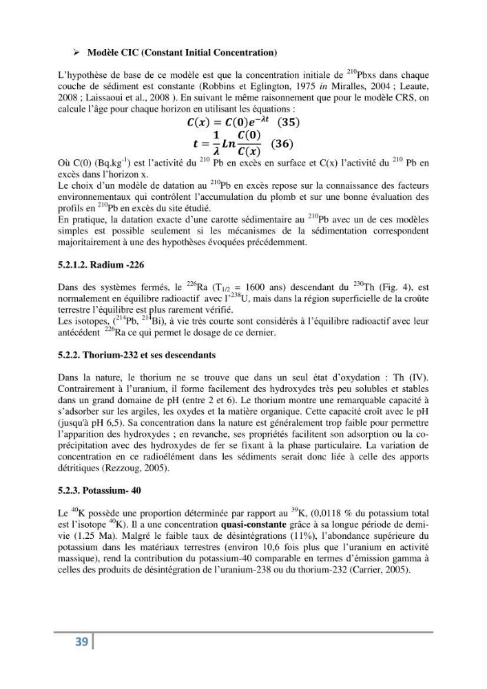Fixation et dépôt de la radioactivité dans les compartiments de l\'environnement, air, sol et milieu marin au niveau de la région d\'Alger