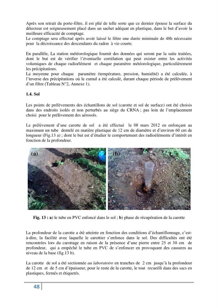 Fixation et dépôt de la radioactivité dans les compartiments de l\'environnement, air, sol et milieu marin au niveau de la région d\'Alger