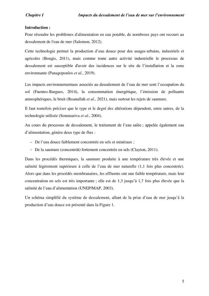 Caractérisation des rejets de saumure des stations de dessalement et leur impact sur le milieu récepteur: