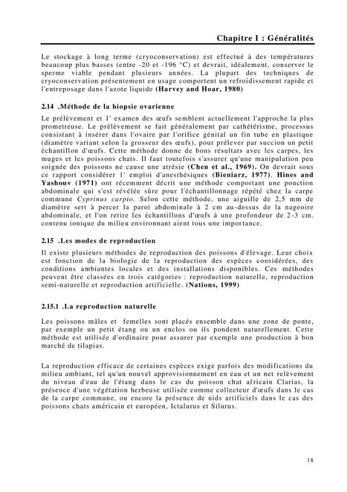 Maîtrise et suivi de la reproduction de quelques espèces de poissons d’eau douce: