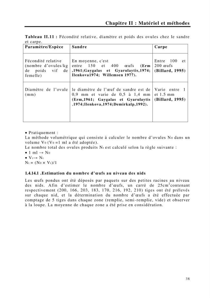 Maîtrise et suivi de la reproduction de quelques espèces de poissons d’eau douce: