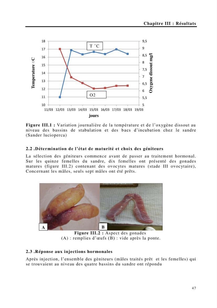 Maîtrise et suivi de la reproduction de quelques espèces de poissons d’eau douce: