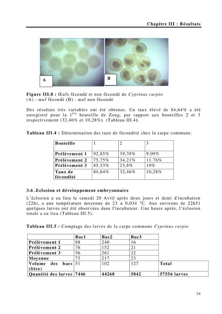 Maîtrise et suivi de la reproduction de quelques espèces de poissons d’eau douce: