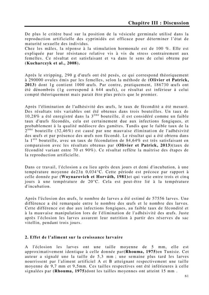 Maîtrise et suivi de la reproduction de quelques espèces de poissons d’eau douce:
