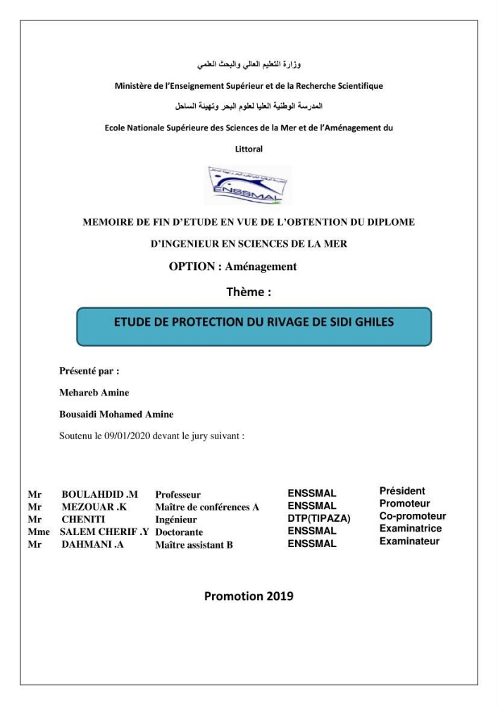 Etude de protection du rivage de Sidi Ghiles
