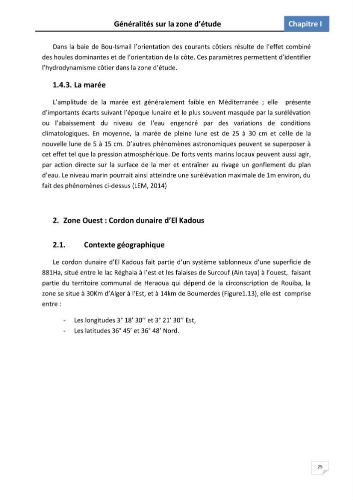 Etude des écosystèmes dunaires algérois