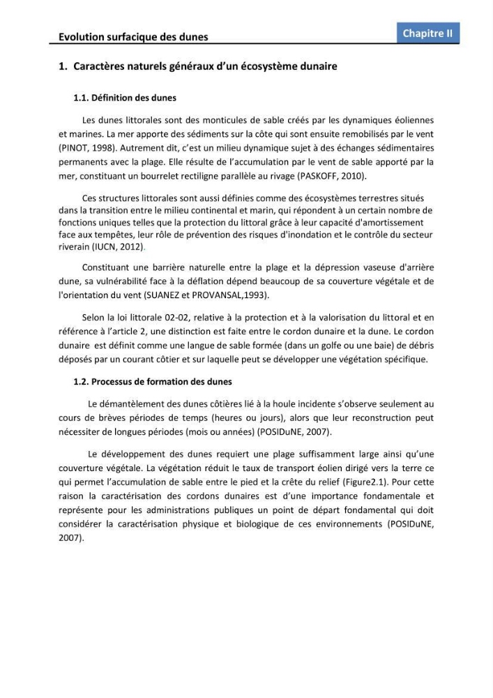 Etude des écosystèmes dunaires algérois