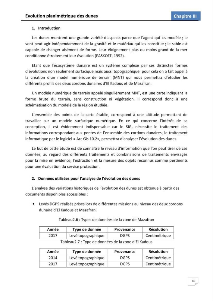 Etude des écosystèmes dunaires algérois