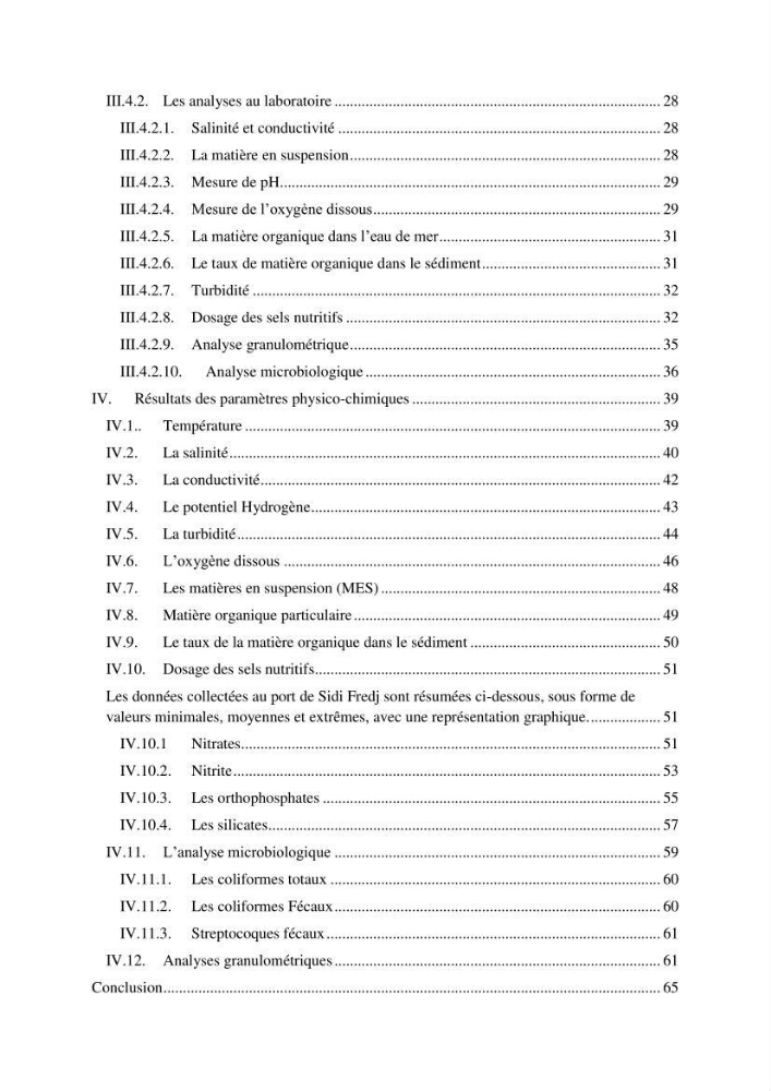 Les paramètres physico-chimique de l\'eau de mer et des sédiments au niveau de la plage El Bahdja dans la baie d\'El Djamila