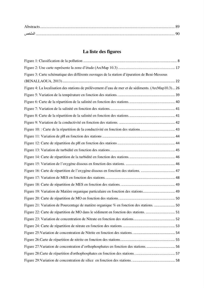 Les paramètres physico-chimique de l\'eau de mer et des sédiments au niveau de la plage El Bahdja dans la baie d\'El Djamila