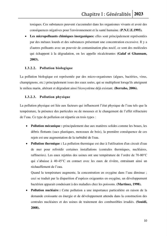 Les paramètres physico-chimique de l\'eau de mer et des sédiments au niveau de la plage El Bahdja dans la baie d\'El Djamila