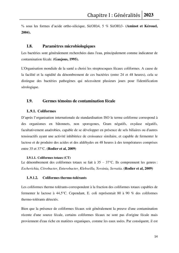 Les paramètres physico-chimique de l\'eau de mer et des sédiments au niveau de la plage El Bahdja dans la baie d\'El Djamila