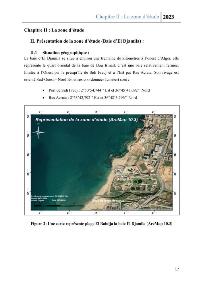 Les paramètres physico-chimique de l\'eau de mer et des sédiments au niveau de la plage El Bahdja dans la baie d\'El Djamila