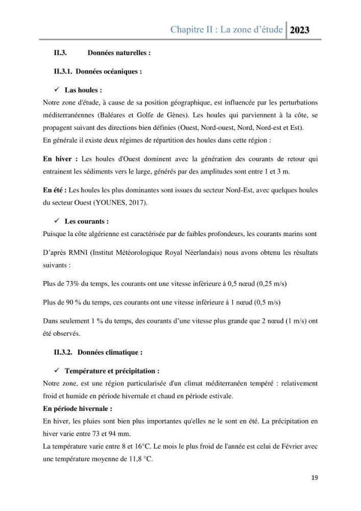 Les paramètres physico-chimique de l\'eau de mer et des sédiments au niveau de la plage El Bahdja dans la baie d\'El Djamila