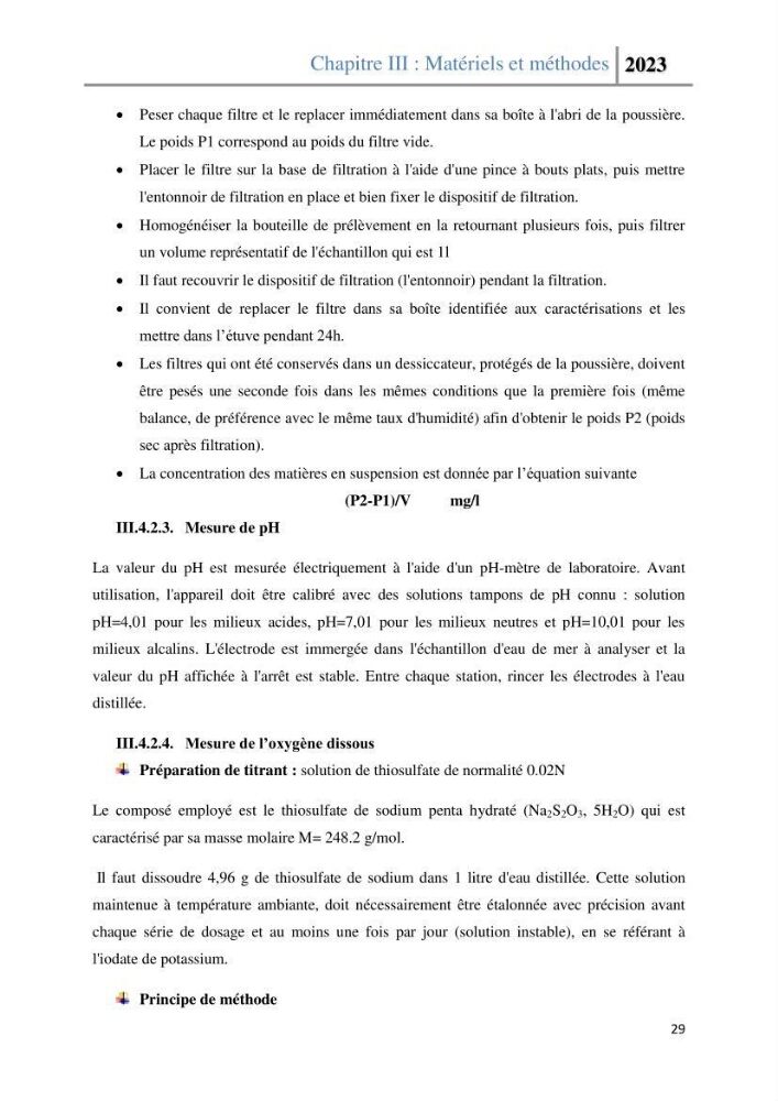 Les paramètres physico-chimique de l\'eau de mer et des sédiments au niveau de la plage El Bahdja dans la baie d\'El Djamila