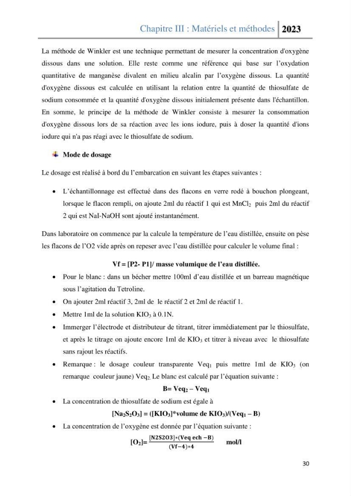 Les paramètres physico-chimique de l\'eau de mer et des sédiments au niveau de la plage El Bahdja dans la baie d\'El Djamila