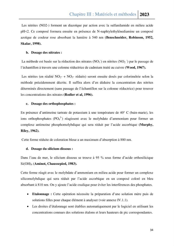 Les paramètres physico-chimique de l\'eau de mer et des sédiments au niveau de la plage El Bahdja dans la baie d\'El Djamila