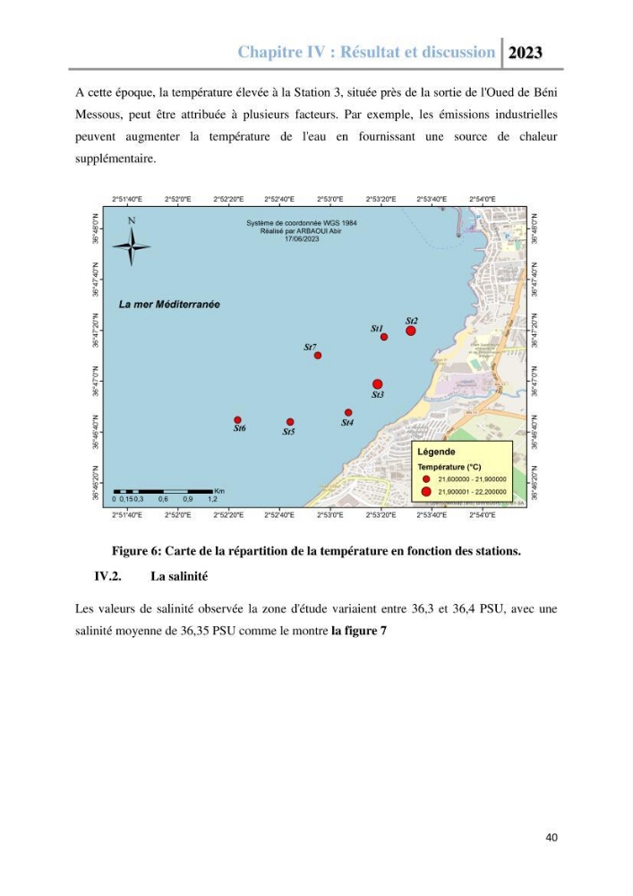 Les paramètres physico-chimique de l\'eau de mer et des sédiments au niveau de la plage El Bahdja dans la baie d\'El Djamila