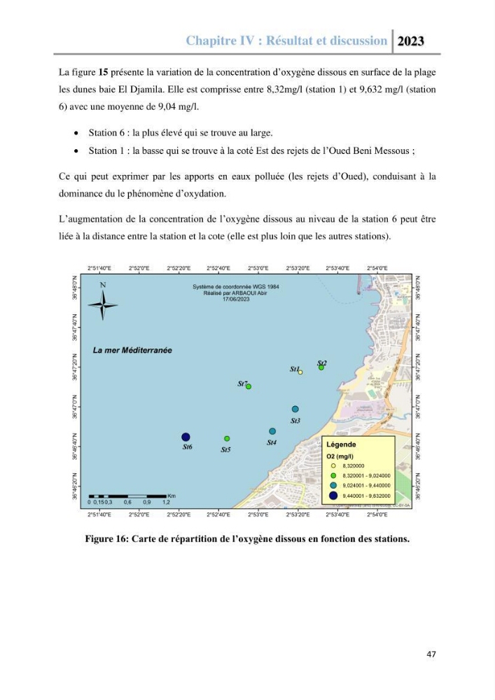 Les paramètres physico-chimique de l\'eau de mer et des sédiments au niveau de la plage El Bahdja dans la baie d\'El Djamila