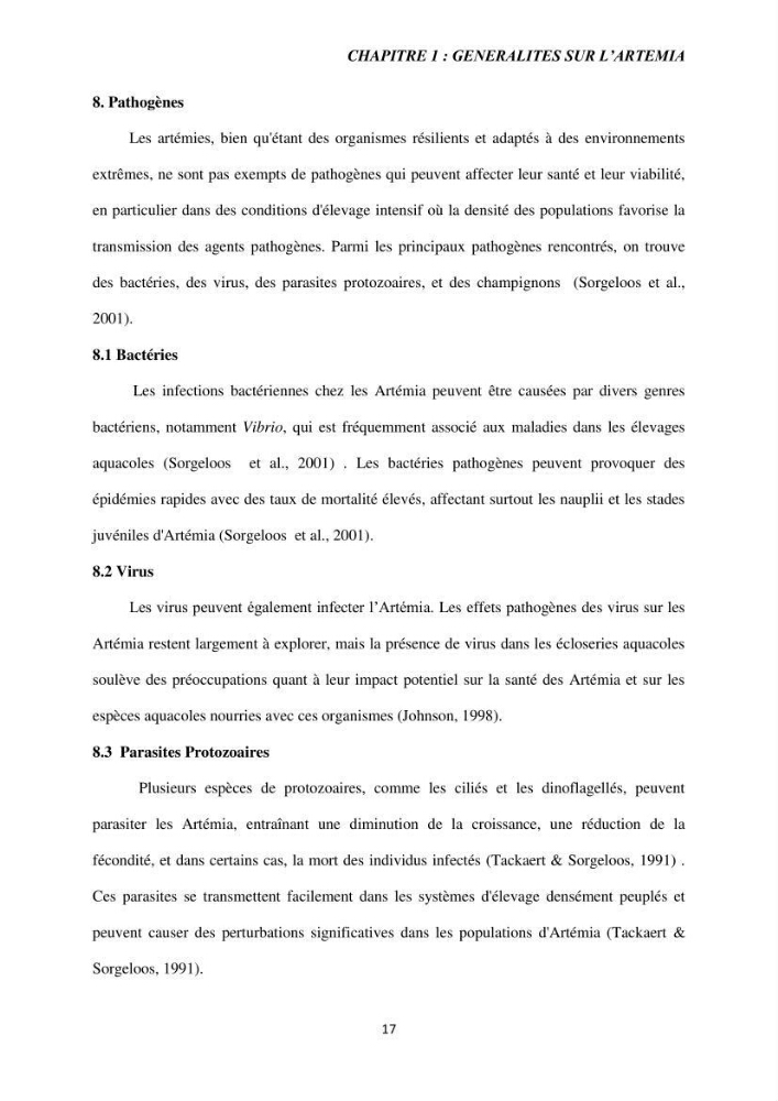 Elevage et reproduction de la population d\'Artémia du Lac El Bahira