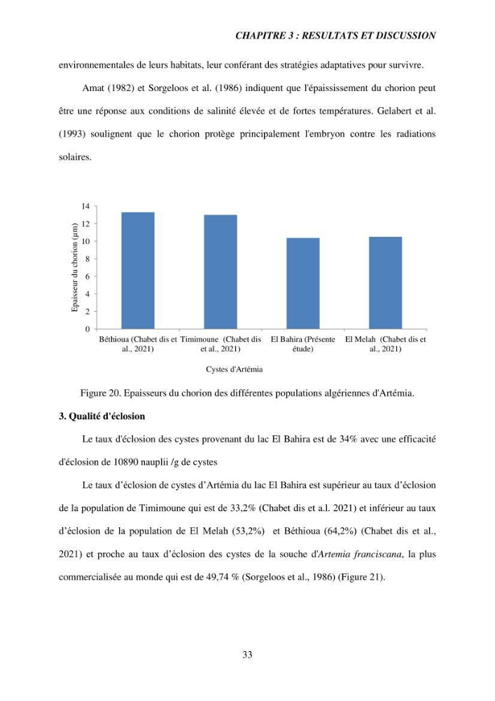 Elevage et reproduction de la population d\'Artémia du Lac El Bahira