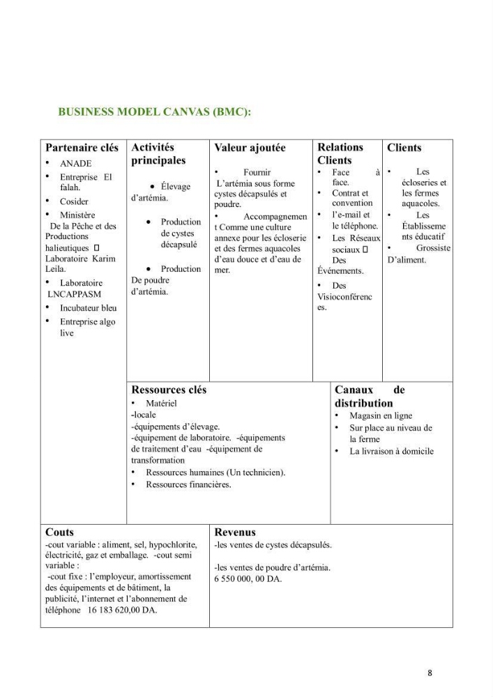 Elevage et reproduction de la population d\'Artémia du Lac El Bahira