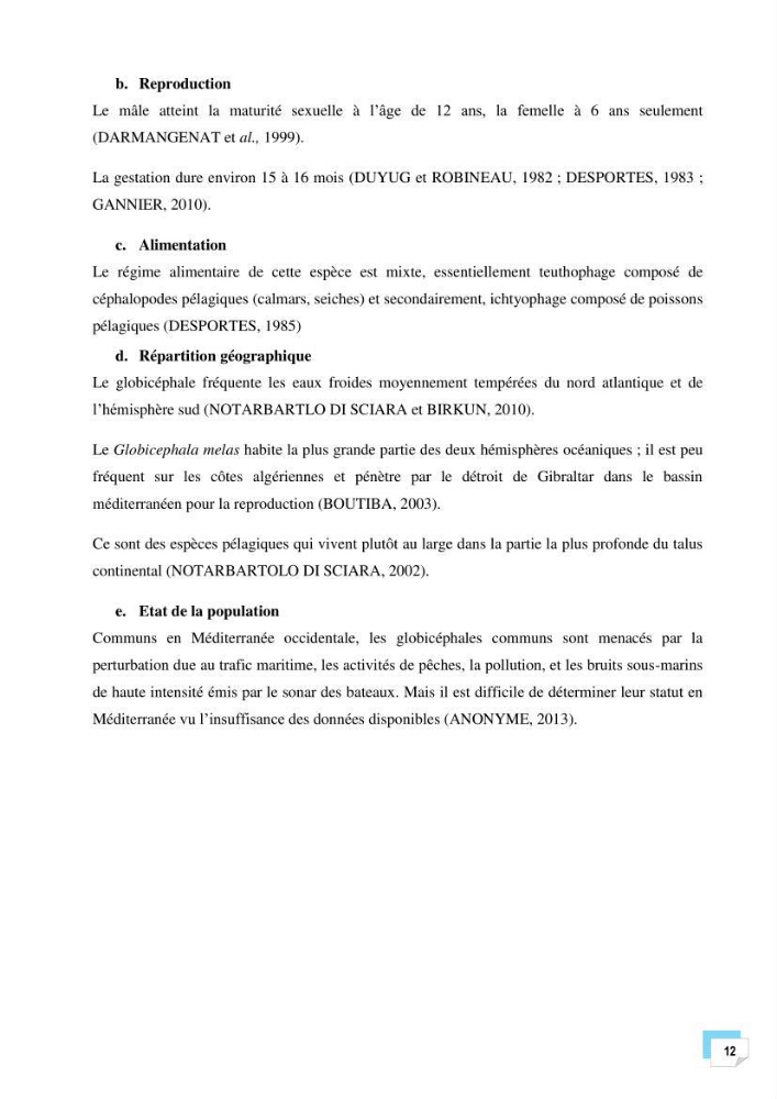 Bilan des échouages de cetacés dans le centre Algérien