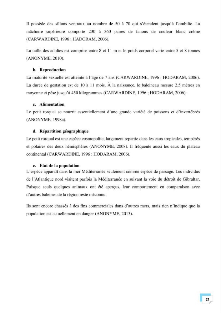 Bilan des échouages de cetacés dans le centre Algérien