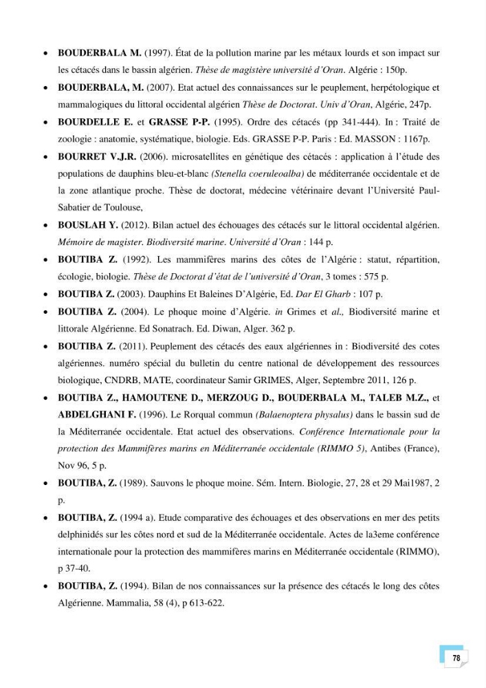 Bilan des échouages de cetacés dans le centre Algérien