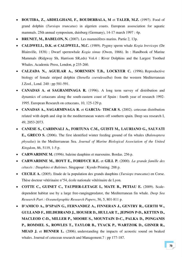 Bilan des échouages de cetacés dans le centre Algérien