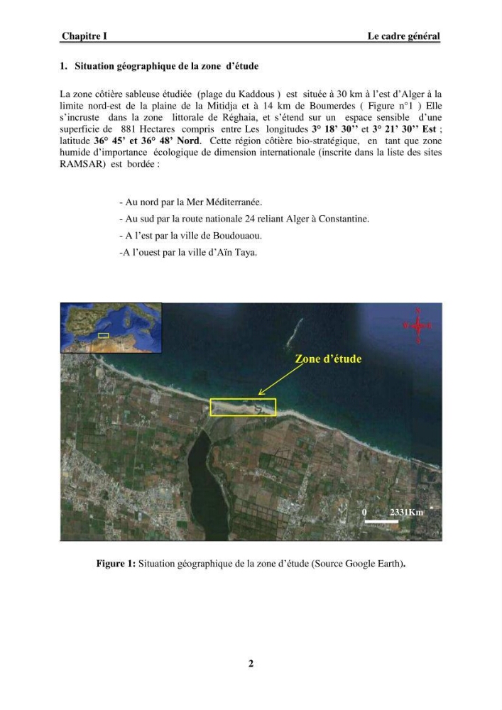 Approche intégrée d\'un littoral sableux spécifique dans le cadre du (Plan GIZC de Réghaia)