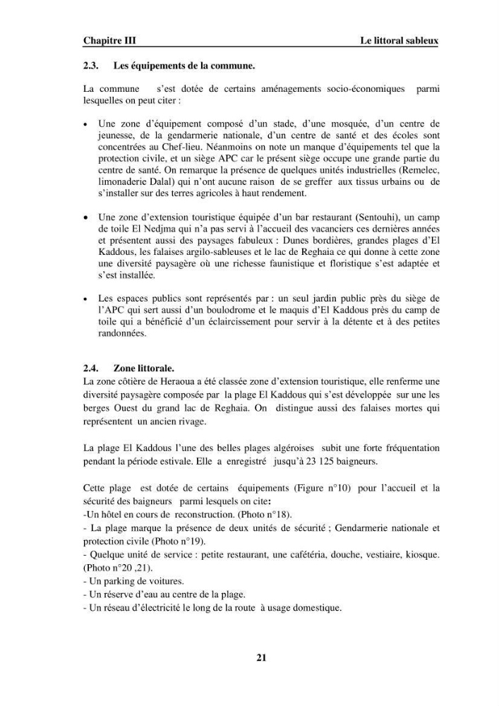 Approche intégrée d\'un littoral sableux spécifique dans le cadre du (Plan GIZC de Réghaia)