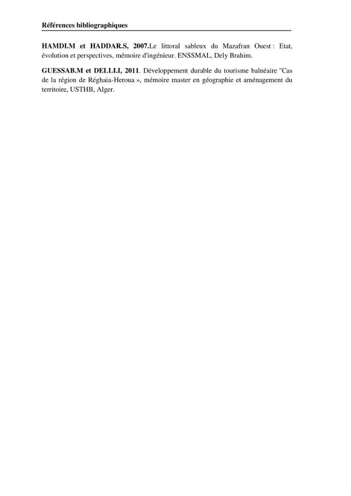 Approche intégrée d\'un littoral sableux spécifique dans le cadre du (Plan GIZC de Réghaia)