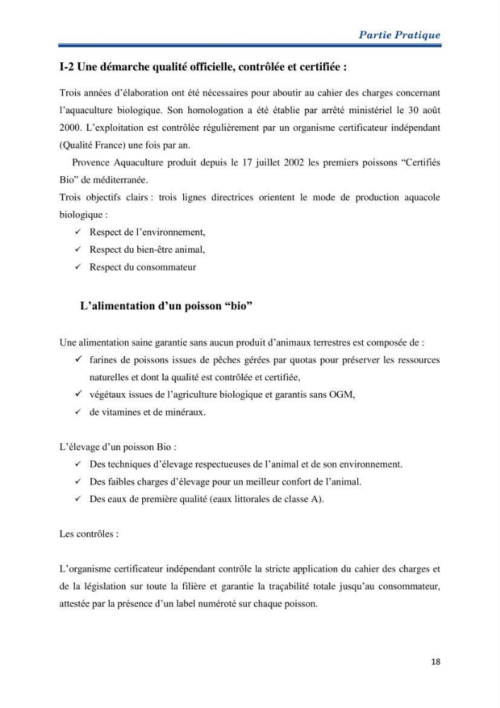 Contribution au rationnement alimentaire du loup de mer Dicentrachus labrax (Linnaeus, 1758) Cas de l’élevage biologique de la station Provence Aquaculture (Marseille _ France)