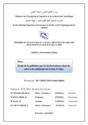 Etude de la pollution par les hydrocarbures dans les eaux et les sédiments de la baie d'Alger