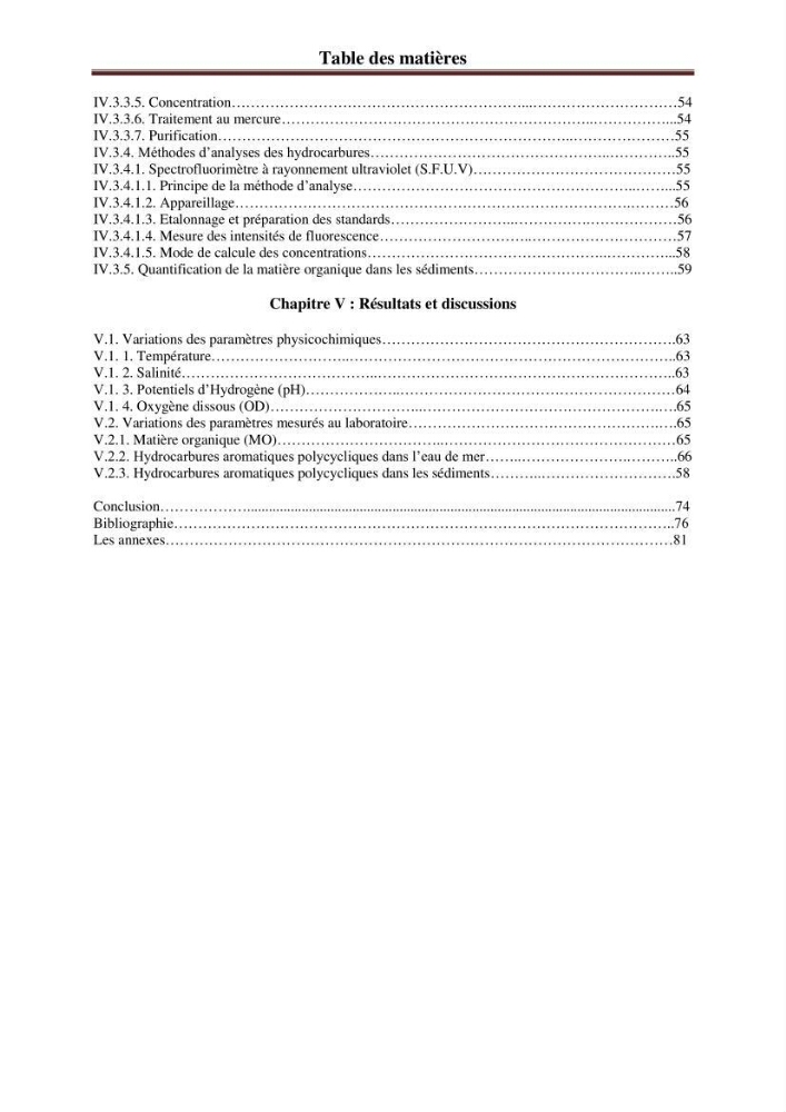 Etude de la pollution par les hydrocarbures dans les eaux et les sédiments de la baie d\'Alger