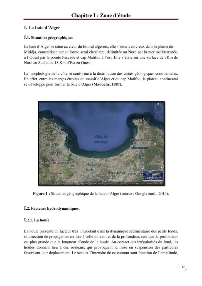 Etude de la pollution par les hydrocarbures dans les eaux et les sédiments de la baie d\'Alger