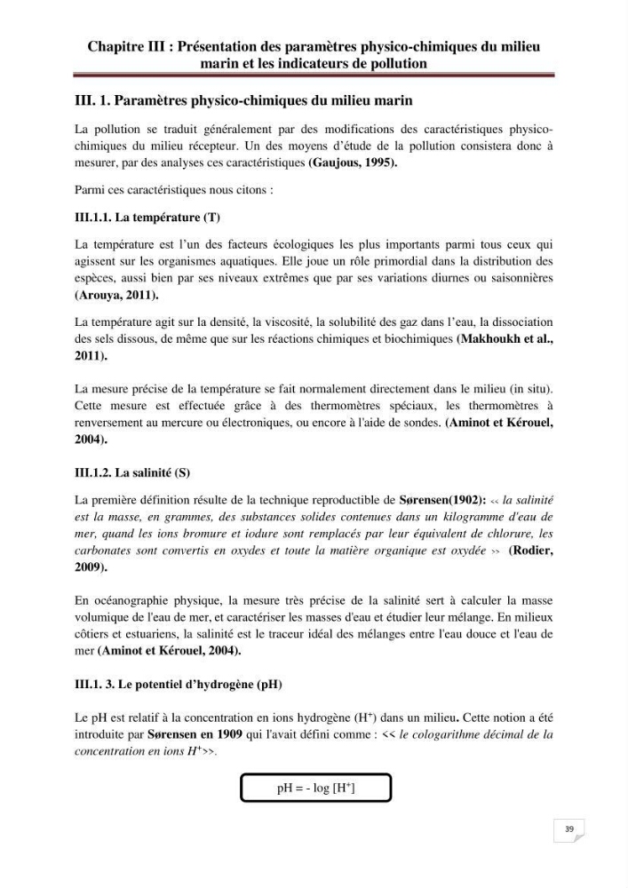 Etude de la pollution par les hydrocarbures dans les eaux et les sédiments de la baie d\'Alger