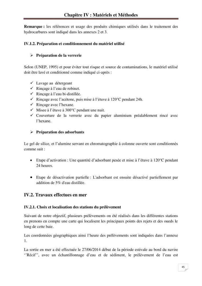 Etude de la pollution par les hydrocarbures dans les eaux et les sédiments de la baie d\'Alger