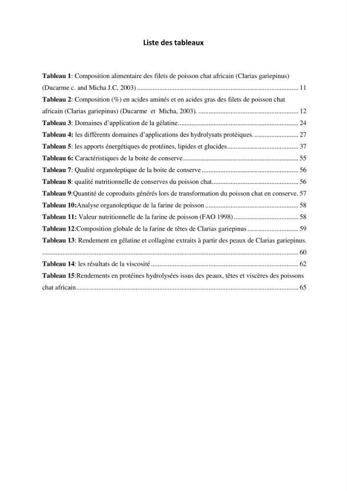 Fabrication des conserves alimentaires à partir du poisson chat africain Clarias gariepinus (Bruchell, 1822) et contribution à la valorisation des coproduits générés: