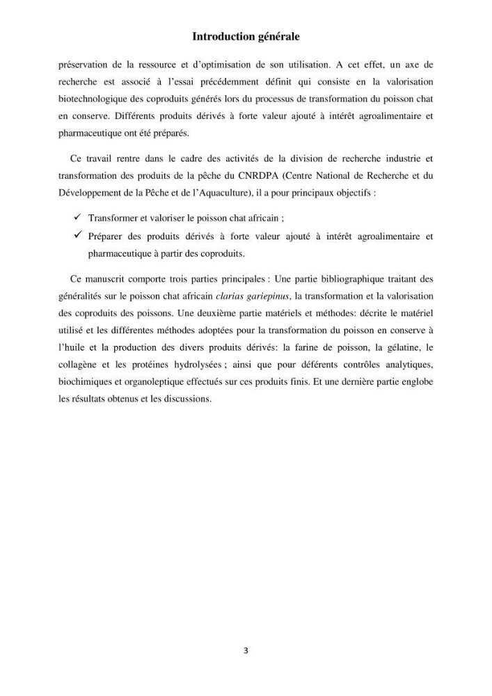 Fabrication des conserves alimentaires à partir du poisson chat africain Clarias gariepinus (Bruchell, 1822) et contribution à la valorisation des coproduits générés: